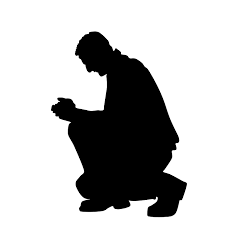 Dibujo representando la silueta de un hombre orando