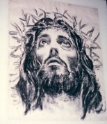 Conocimiento interno del Señor. Dibujo a carboncillo del rostro de Jesús coronado de espinas